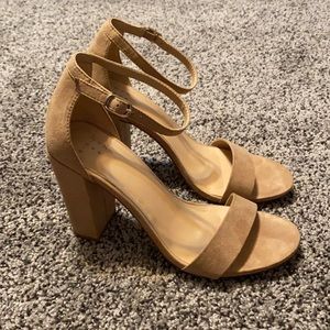 A New Day Nude Suede Block Heels 7.5